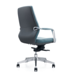B211-Teal Mid Back Office Chair – Ergonomic Swivel Chair with Adjustable Height & Silicon Leather Upholstery - Image 2