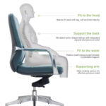B211-Teal Mid Back Office Chair – Ergonomic Swivel Chair with Adjustable Height & Silicon Leather Upholstery - Image 6