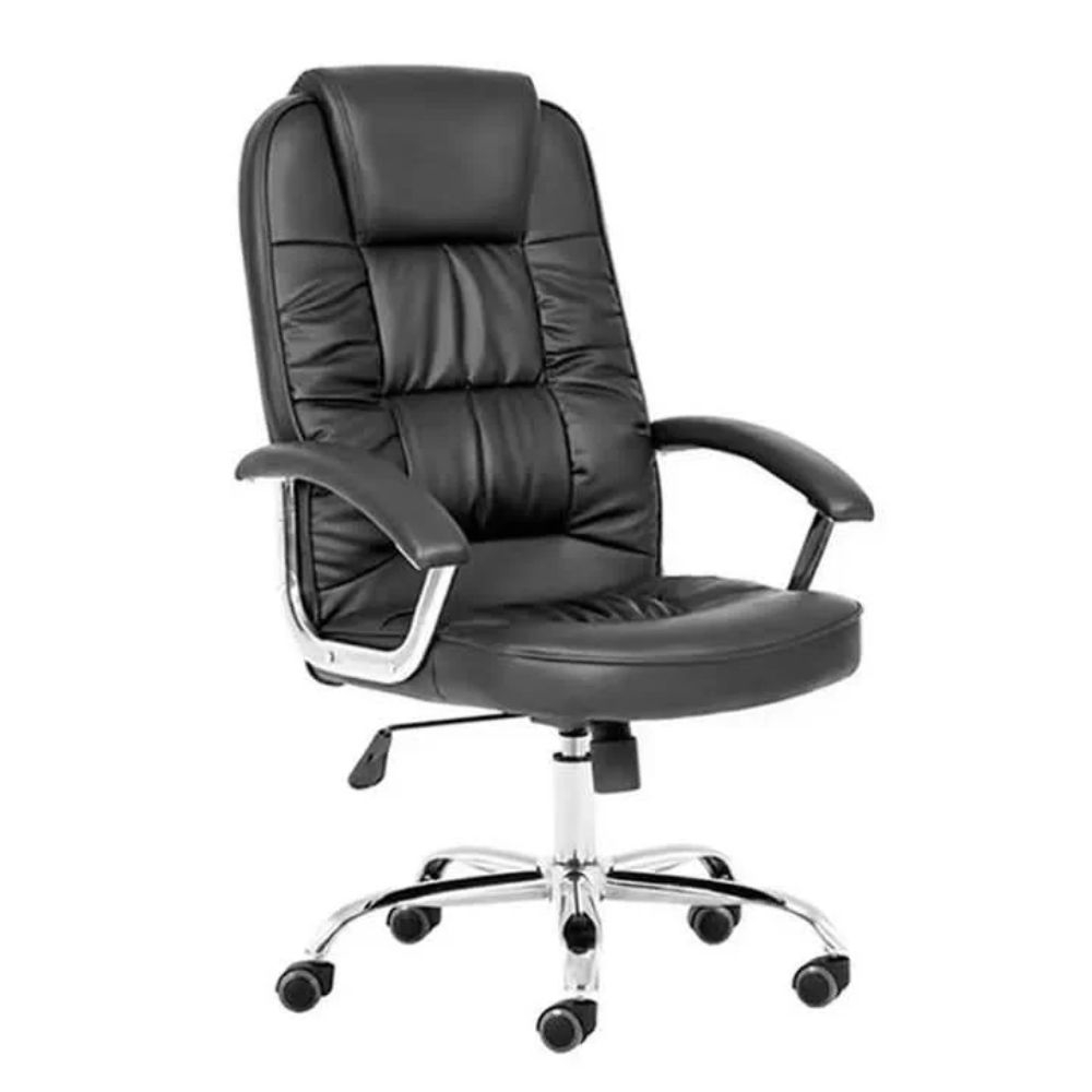 117 AF245 High Back Ergonomic Office Chair – Leatherette Liftable Desk Chair with Chrome Base & Armrests - Image 1
