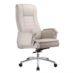 609A Premium White Boss Office Chair – High-Back PU Leather, Chrome Base, and Ergonomic Foam Comfort