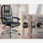 AF245 High Back Ergonomic Office Chair – Leatherette Liftable Desk Chair with Chrome Base & Armrests - Image 4