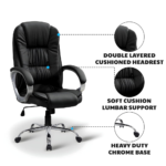 AF245 High Back Ergonomic Office Chair – Leatherette Liftable Desk Chair with Chrome Base & Armrests - Image 6