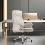 609A Premium White Boss Office Chair – High-Back PU Leather, Chrome Base, and Ergonomic Foam Comfort - Image 5