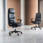 A212-Black Executive Office Chair – High-Density Foam, Leather Upholstery & Chrome Base - Image 2