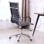 RS-002A Black PU Office Chair – Ergonomic Executive Chair with Adjustable Headrest, Tilt Mechanism & Alloy Base - Image 3