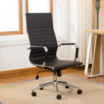 RS-002A Black PU Office Chair – Ergonomic Executive Chair with Adjustable Headrest, Tilt Mechanism & Alloy Base - Image 4