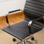 RS-002A Black PU Office Chair – Ergonomic Executive Chair with Adjustable Headrest, Tilt Mechanism & Alloy Base - Image 5