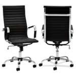 RS-002A Black PU Office Chair – Ergonomic Executive Chair with Adjustable Headrest, Tilt Mechanism & Alloy Base - Image 6