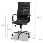 RS-002A Black PU Office Chair – Ergonomic Executive Chair with Adjustable Headrest, Tilt Mechanism & Alloy Base - Image 7