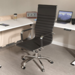 RS-002A Black PU Office Chair – Ergonomic Executive Chair with Adjustable Headrest, Tilt Mechanism & Alloy Base - Image 8