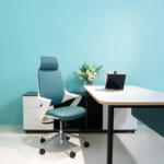 2159A White Frame Green PU Office Chair – Ergonomic Design, Adjustable Features & Modern Aesthetic - Image 2
