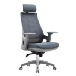 2020A-Gray Mesh Office Chair – Breathable Back, High-Density Cushion, and Chrome Base
