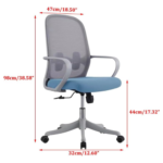 Office Chair-2328B – Ergonomic Mid-Back Mesh Chair with Lumbar Support & Swivel Base | Teal Finish - Image 4