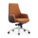 Premium Executive Office Chair 205B – Ergonomic High-Back Chair with Tilt Lock, Aluminum Base & Dual-Tone Upholstery (Orange)