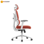 Ergonomic Executive Office Chair V04 – Adjustable Mesh Back with 3D Armrests, Class-4 Gas Lift & Nylon Casters – Modern Orange Design - Image 9