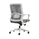 Office Chair 1939L – Ergonomic Mid-Back Revolving Mesh Chair with Tilt Lock, Armrests & Chrome Base – Gray - Image 4