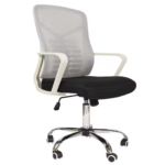 Office Chair 1939L – Ergonomic Mid-Back Revolving Mesh Chair with Tilt Lock, Armrests & Chrome Base – Gray - Image 5