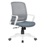 Office Chair 1939L – Ergonomic Mid-Back Revolving Mesh Chair with Tilt Lock, Armrests & Chrome Base – Gray