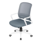 Office Chair 1939L – Ergonomic Mid-Back Revolving Mesh Chair with Tilt Lock, Armrests & Chrome Base – Gray - Image 8