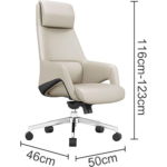 Executive Leather Office Chair A-203 White – Ergonomic High-Back Swivel Chair with Lift, Thick Cushion & Stylish Armrests – Black - Image 9