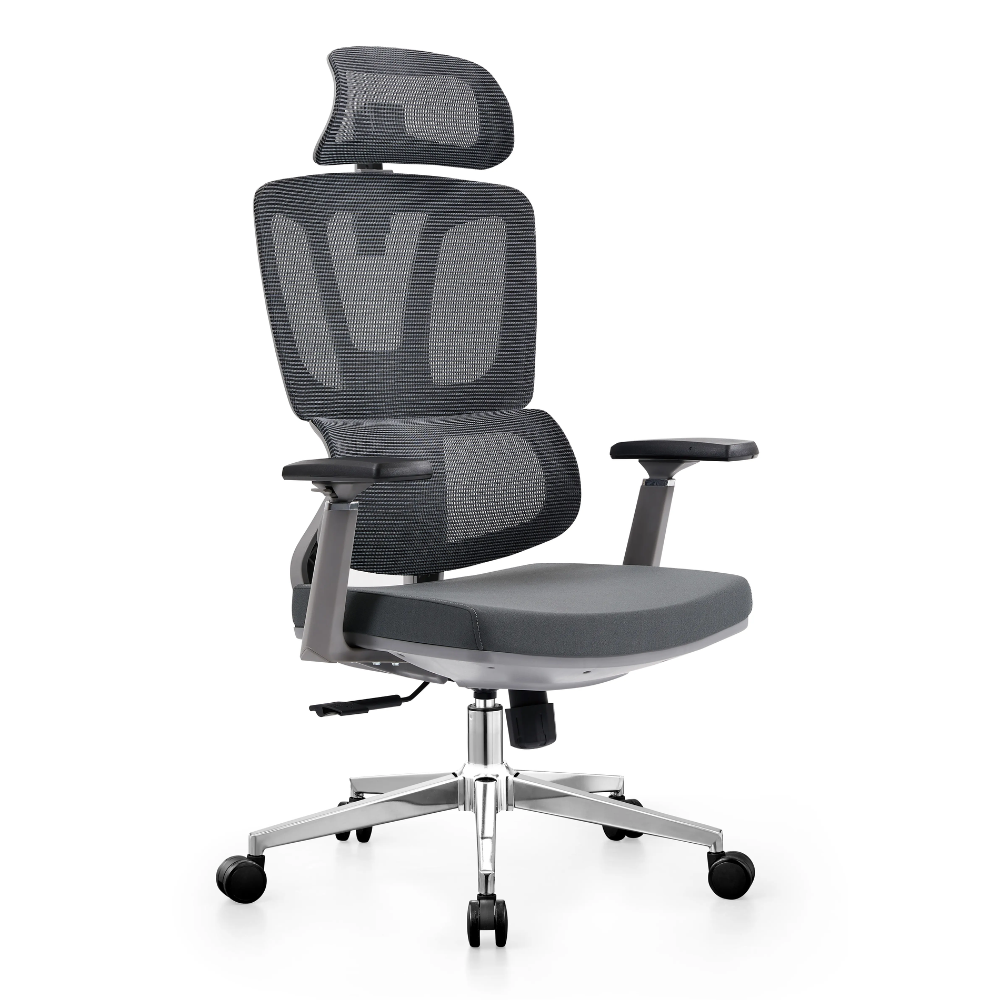 44 Office Chair A121ST–Grey Adjustable Ergonomic Mesh Chair with Lumbar Support & Modern Design – Black & Gray - Image 1