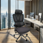 Office Chair A121ST–Grey Adjustable Ergonomic Mesh Chair with Lumbar Support & Modern Design – Black & Gray - Image 3