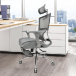 MD21574 Ergonomic Mesh Gaming Recliner Office Chair with Footrest, Lumbar Support & 3D Armrests – Gray - Image 3