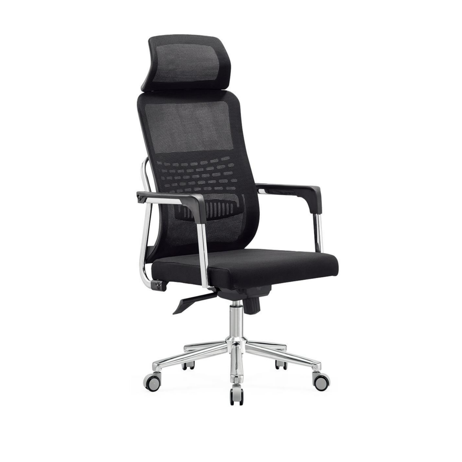 909Front Office Chair 909A – Ergonomic Faux Leather Chair with Recline & Lumbar Support – Black & Gray - Image 1