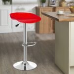 🔴 Modern Height-Adjustable Bar Stool with Chrome Base – Model BC-S5 RED Chrome & Red Bar Chair - Image 5