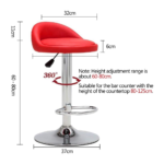 🔴 Modern Height-Adjustable Bar Stool with Chrome Base – Model BC-S5 RED Chrome & Red Bar Chair - Image 3