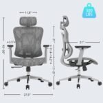 🪑 Ergonomic Office Chair with 3D Armrests, Thoracic & Lumbar Support, Adjustable Headrest – Model 3001 Gray Mesh Office Chair - Image 2