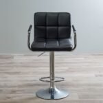 🪑 Luxury Adjustable Bar Stool Chair with Cushioned Armrests – Model: BC-S7 Black Leatherette Bar Stool