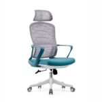 Ergonomic Office Chair with Mesh Back, Foam Seat, and Nylon Base – High Back 2356A Blue Office Chair