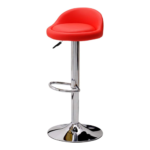 🔴 Modern Height-Adjustable Bar Stool with Chrome Base – Model BC-S5 RED Chrome & Red Bar Chair - Image 4