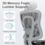 🪑 Ergonomic Office Chair with 3D Armrests, Thoracic & Lumbar Support, Adjustable Headrest – Model 3001 Gray Mesh Office Chair - Image 5
