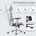 🪑 Ergonomic Office Chair with 3D Armrests, Thoracic & Lumbar Support, Adjustable Headrest – Model 3001 Gray Mesh Office Chair - Image 6