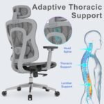 🪑 Ergonomic Office Chair with 3D Armrests, Thoracic & Lumbar Support, Adjustable Headrest – Model 3001 Gray Mesh Office Chair - Image 7
