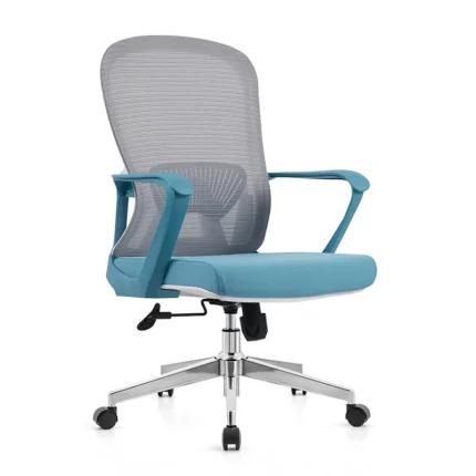 Ergonomic Office Chair with Mesh Back, Foam Seat, and Nylon Base – Mid Back 2356A Blue Office Chair