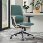 1803 B – Green Mid-Back Executive Leather Boss Manager’s Chair – Heavy-Duty Multifunctional Swivel Office Chair with Lift & Revolving Mechanism - Image 2