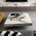 836 – Unique Design Natural Onyx Marble Coffee Table – Modern Luxury Square Center Table with Iron Base for Living Room - Image 4