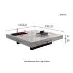 836 – Unique Design Natural Onyx Marble Coffee Table – Modern Luxury Square Center Table with Iron Base for Living Room - Image 5