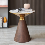 E18 – Modern Round Coffee Side Table with Storage | Slate Top & Iron Base for Living Room & Bedroom - Image 2