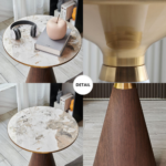 E18 – Modern Round Coffee Side Table with Storage | Slate Top & Iron Base for Living Room & Bedroom - Image 4