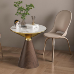E18 – Modern Round Coffee Side Table with Storage | Slate Top & Iron Base for Living Room & Bedroom - Image 6