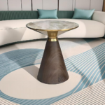 E18 – Modern Round Coffee Side Table with Storage | Slate Top & Iron Base for Living Room & Bedroom - Image 7
