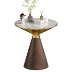 E18 – Modern Round Coffee Side Table with Storage | Slate Top & Iron Base for Living Room & Bedroom - Image 8