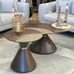V13 – Modern Luxury Coffee Table Set (Pair) – MDF Saddle Leather with Iron Base & Contemporary Design