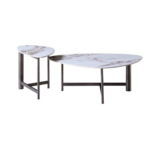 M127 – Modern Italian Design Coffee Table Set – Special Shaped Slate Top with Iron Base for Living Room - Image 3
