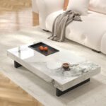 832 – Italian Style High-End Square Coffee Table – Rock Slab Top with Luxury Iron Base for Modern Living Room - Image 2