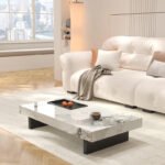 832 – Italian Style High-End Square Coffee Table – Rock Slab Top with Luxury Iron Base for Modern Living Room - Image 3